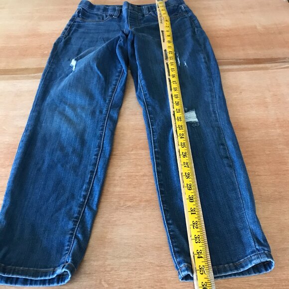 Judy Blue Boyfriend Fit Jeans Women 7/28 Blue Mid Rise Distressed Pull On 17248 - Picture 6 of 15